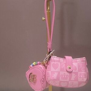 Juicy Couture Pink Checker Heart Crossbody with Heart Coin Pouch